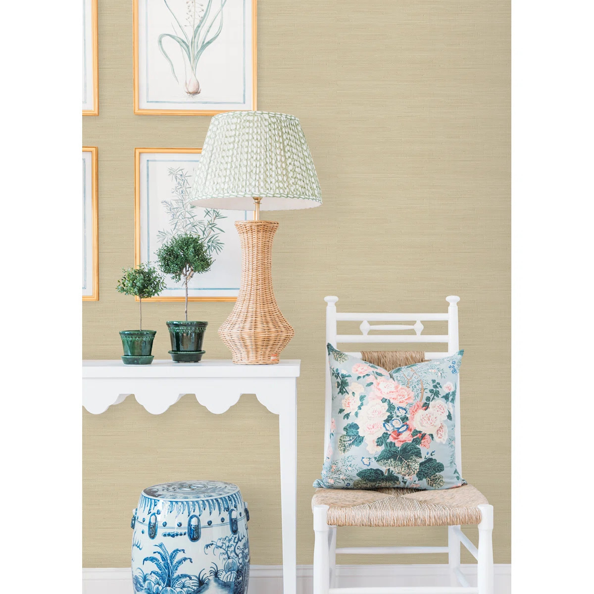 18 ft x 20.5 in x 0.025 in Grasscloth Peel and Stick Wallpaper Roll | Wayfair North America