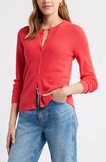Crewneck Wool Blend Cardigan | Nordstrom