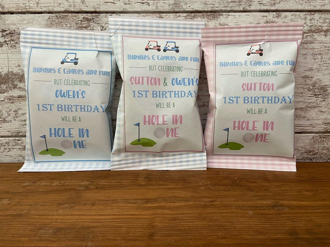 Personalized Hole In ONE birthday chip bags digital download (pdf) & folded and shipped option | Etsy (US)