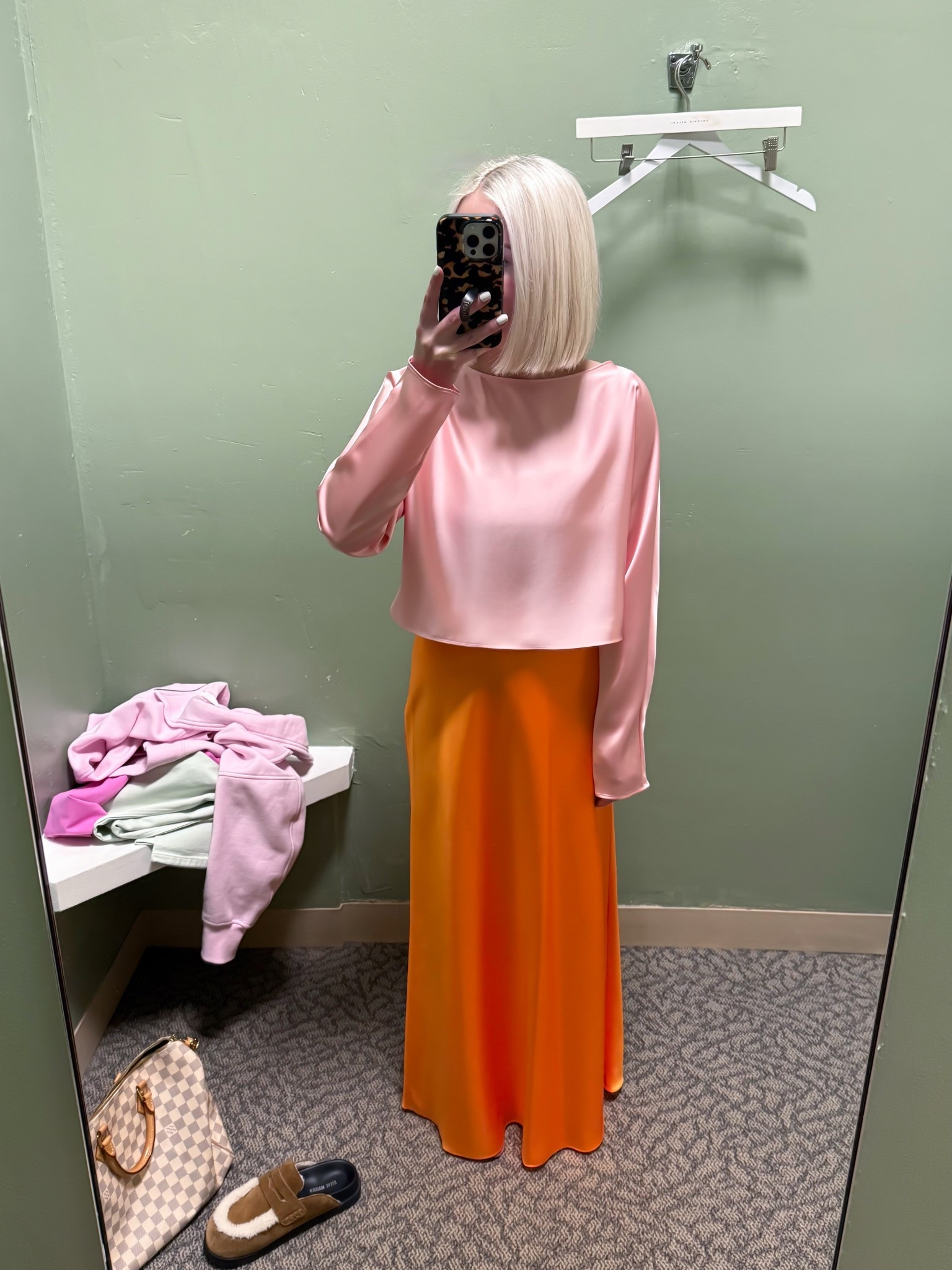 Pink and orange color block outfit 
Size: XS in both 

#LTKValentine #LTKPetite #LTKootd