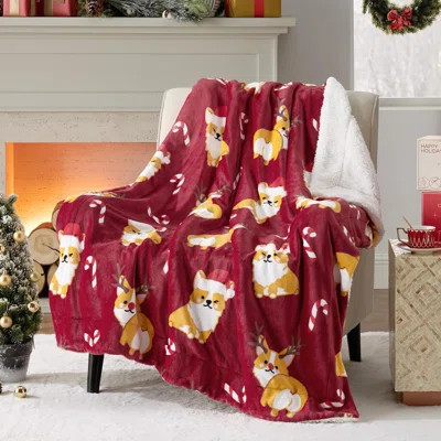 Bedsure Soft Sherpa Christmas Corgi Blanket | Wayfair North America