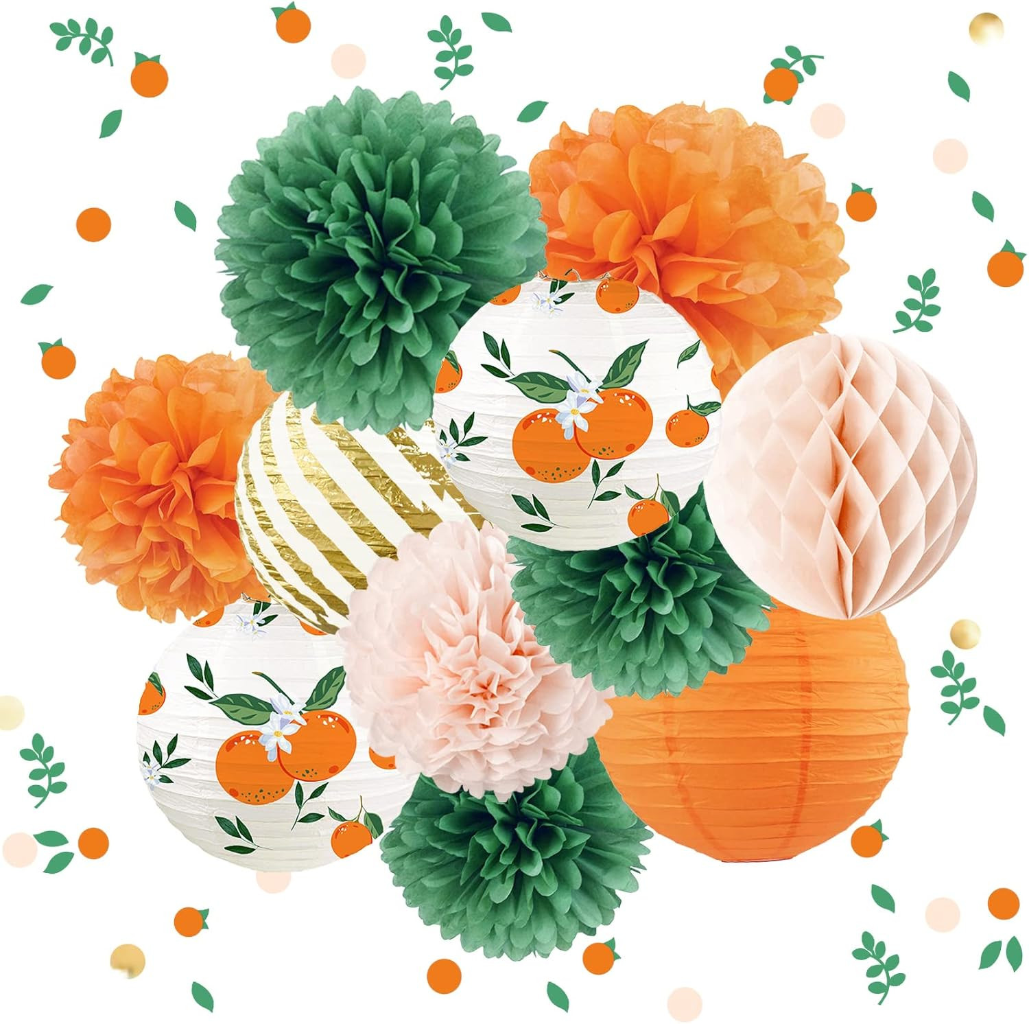 NICROHOME Little Cutie Baby Shower Decorations, 12 PCS Orange Green Tissue Pom Poms Citrus Paper ... | Amazon (US)