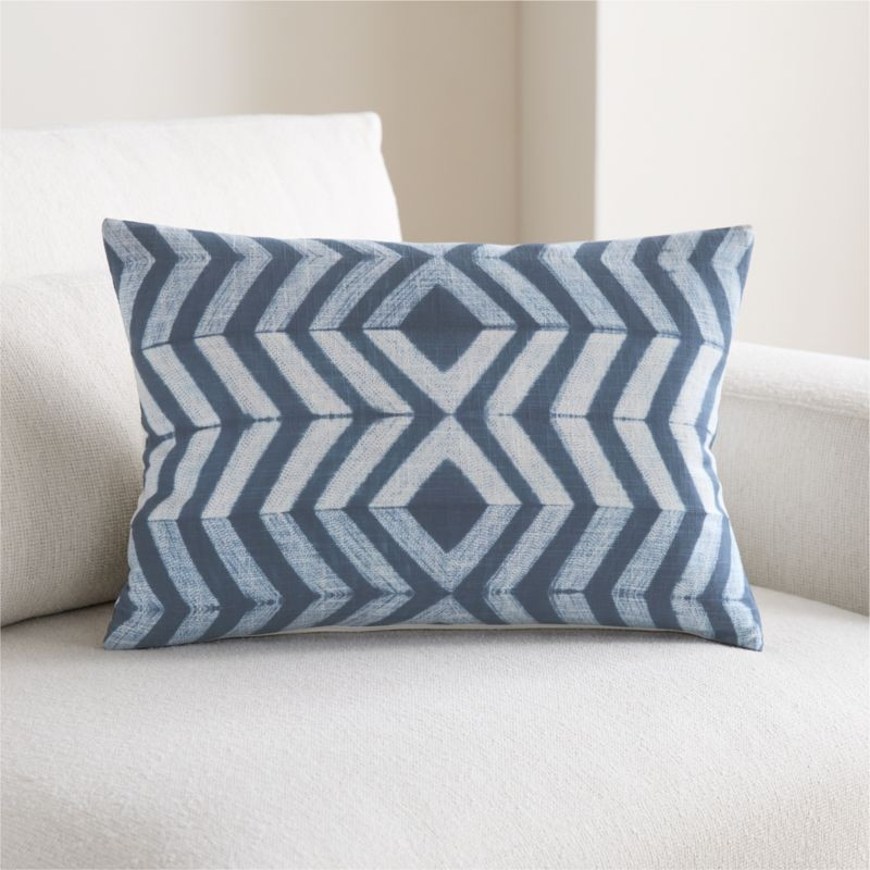 Olinda Shibori Diamond 22""x15"" Deep Indigo Throw Pillow Cover | Crate & Barrel