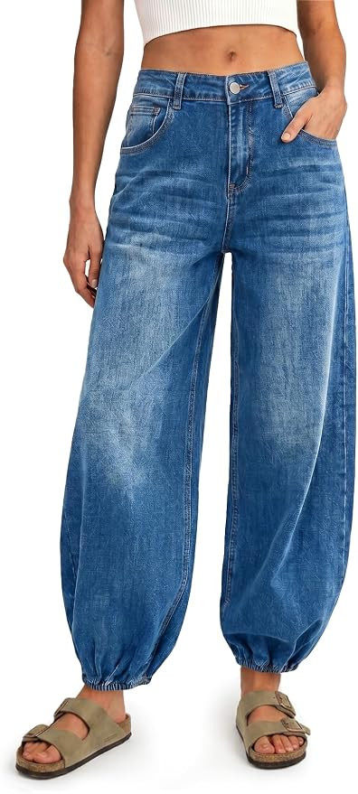 Women Barrel Jeans High Waisted Wide Leg Baggy Harem Denim Pants | Baggy, Jogger, Boyfriend, Y2k ... | Amazon (US)
