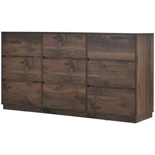 URTR 9-Drawers Dark Brown Mid-Century Dresser Modern Chest of Drawer, Wood Drawer Dresser 59 in. ... | The Home Depot