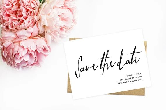 Modern Save The Date, Black and White, Bold and Simple Save The Date Cards | Etsy (US)