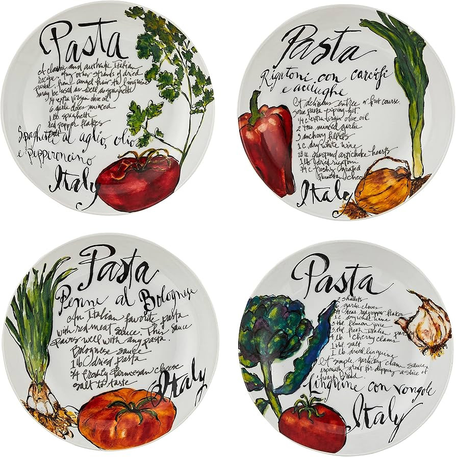 Rosanna Pasta Italiana Pasta Bowls Set of 4,White, 8.25" | Amazon (US)