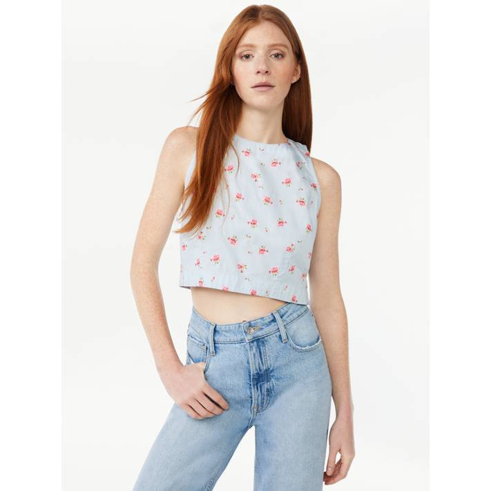 Free Assembly Women's Sleeveless Crewneck Bodice Crop Top | Walmart (US)
