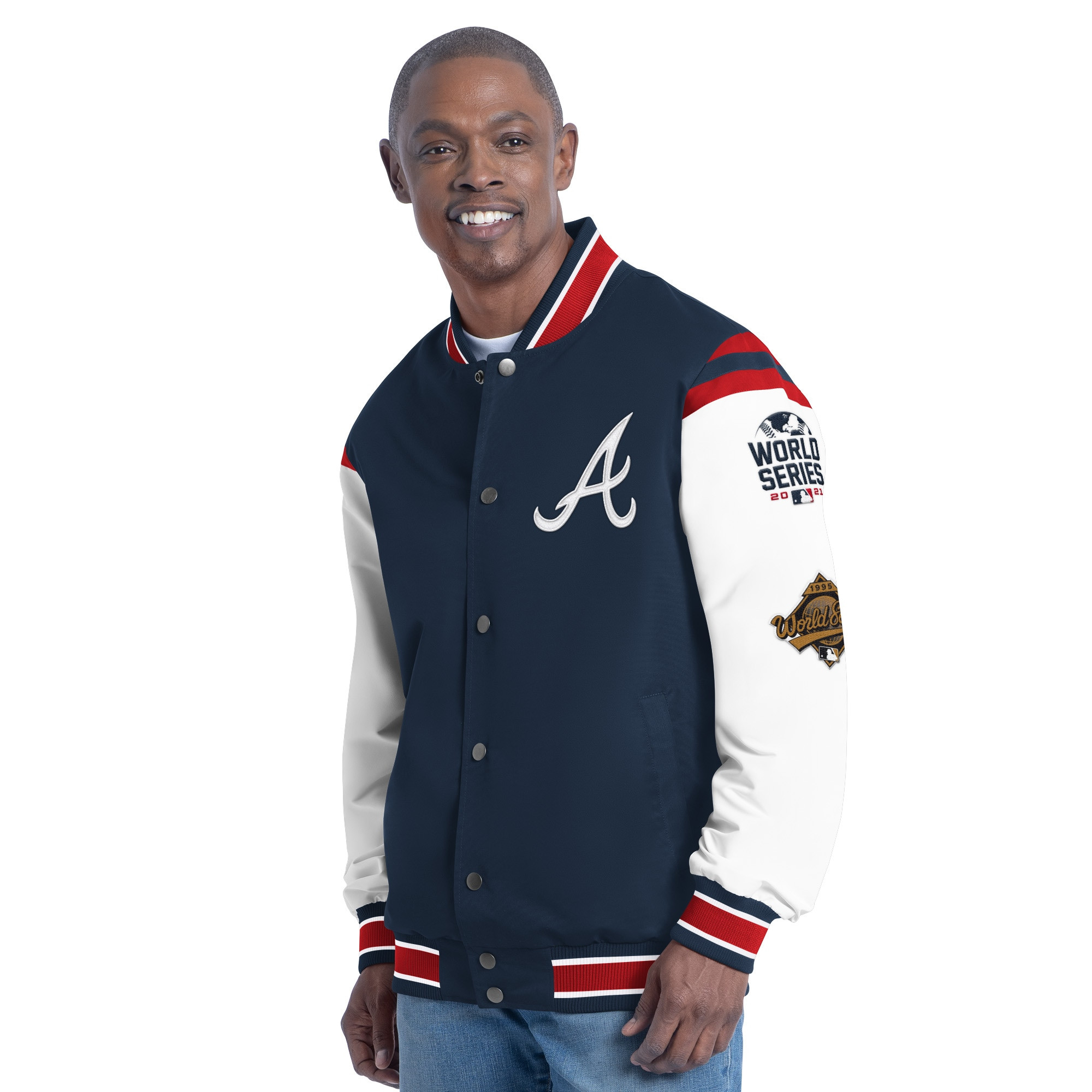Men's Atlanta Braves  G-III Sports by Carl Banks Navy Recruit Commemorative Full-Snap Varsity Jac... | MLB Shop