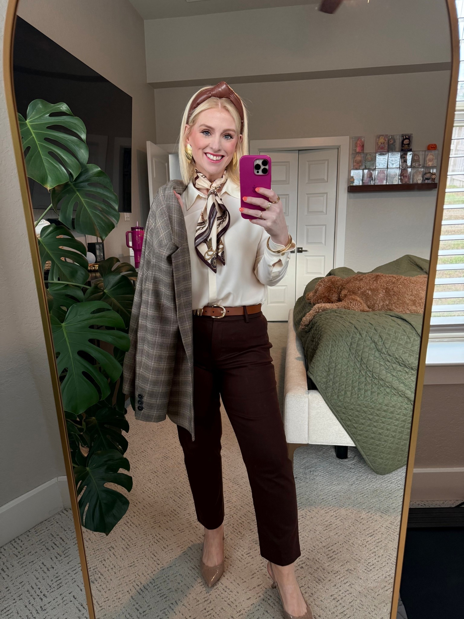 Channeling my inner Ralph Lauren muse today 🤎✨

Silk scarf, tailored trousers, a little plaid moment… and suddenly I feel like I belong in a fall campaign somewhere in the countryside (even if I’m just in my bedroom mirror 😅).

This combo is timeless, polished, and honestly makes you stand a little taller. Saving this formula for whenever I want to feel expensive without trying too hard.

Linked everything for you because this look = forever chic 🤍

#LTKootd #LTKMidsize #LTKWorkwear