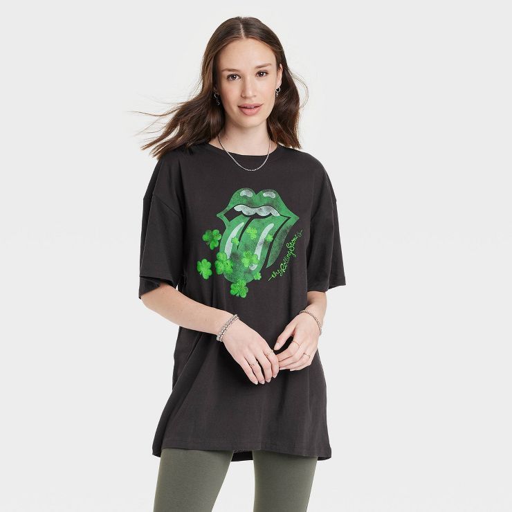 Women's The Rolling Stones St Patrick's Day Short Sleeve Graphic T-Shirt Dress - Black | Target
