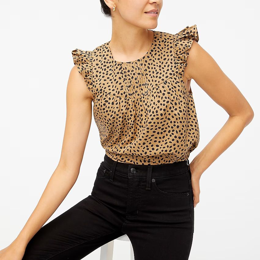 Printed pleated ruffle top | J.Crew Factory