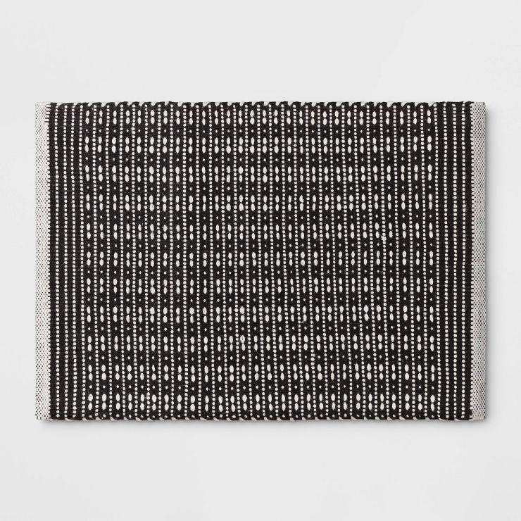 Hand Woven Cotton/Wool Accent Rug Black - Threshold™ | Target