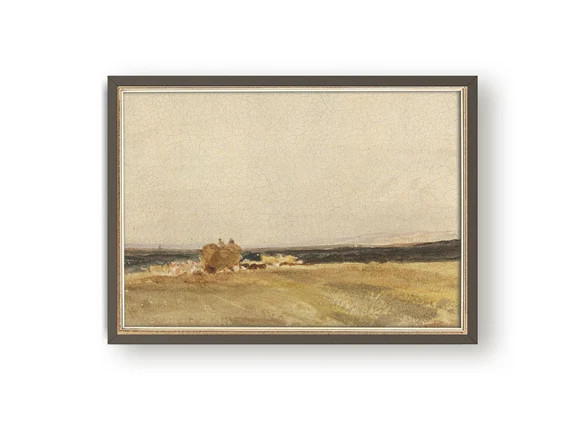 Antique minimalist landscape print, Vintage landscape painting, Gallery wall art | Etsy (US)