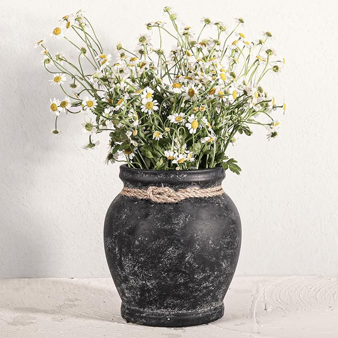 ComSaf Rustic Black Vase - Farmhouse Ceramic Flower Vases, Vintage Home Decoration Vase, Clay Vas... | Amazon (US)