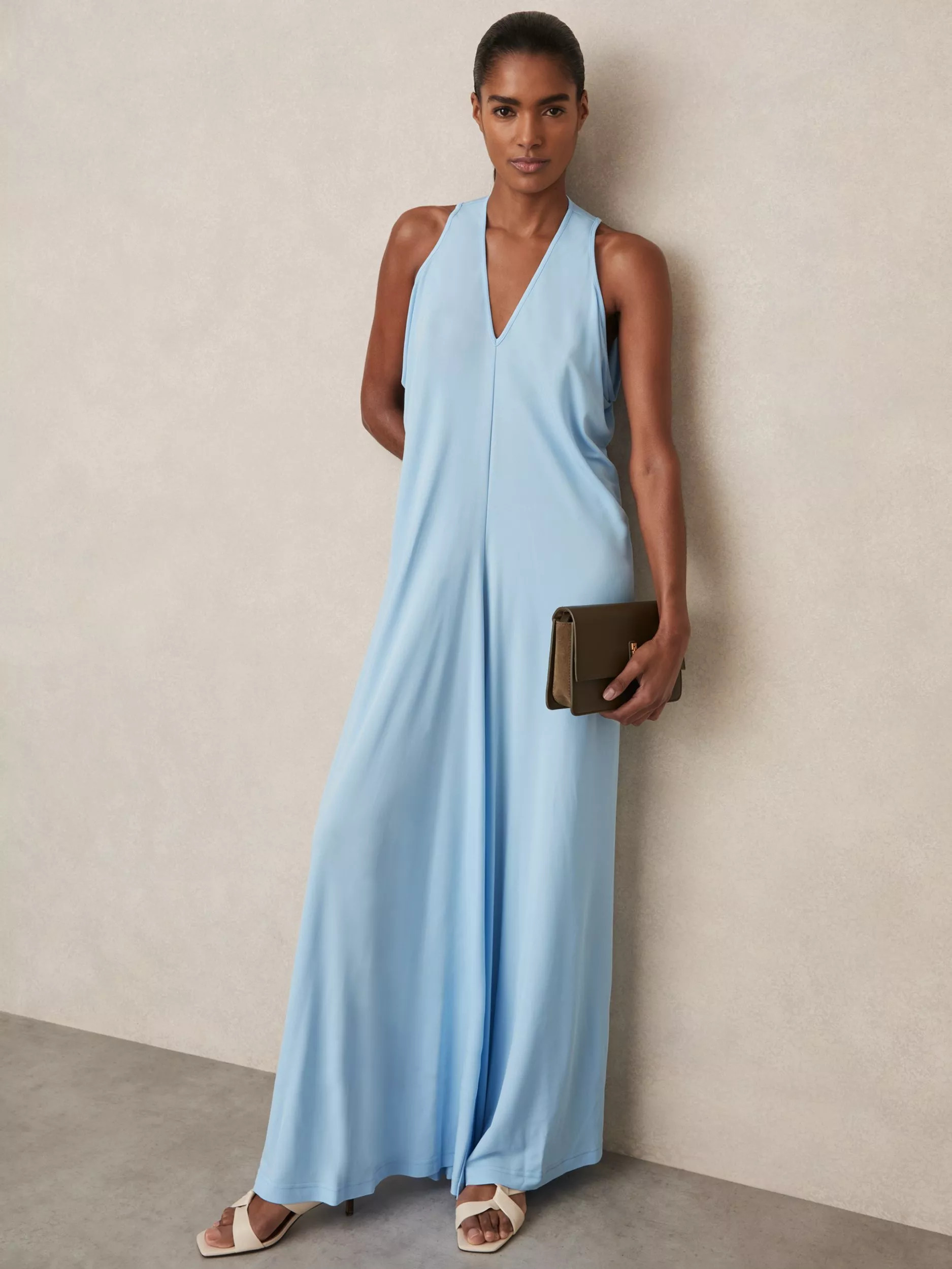Reiss Delia Jersey Maxi Dress, Blue | John Lewis (UK)
