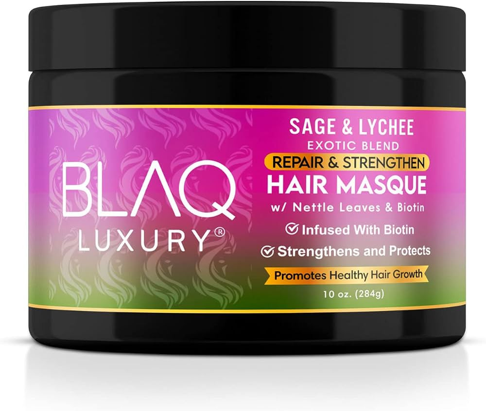 Blaq Luxury Sage & Lychee Hair Masque Treatment for Stronger, Healthier Hair - Biotin Infused, Pr... | Amazon (US)