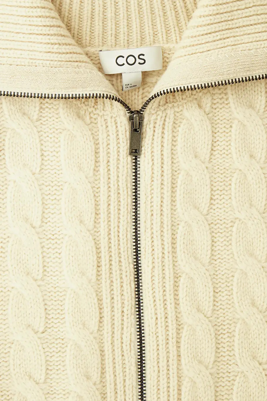 CABLE-KNIT WOOL ZIP-UP JACKET - CREAM - COS | COS UK