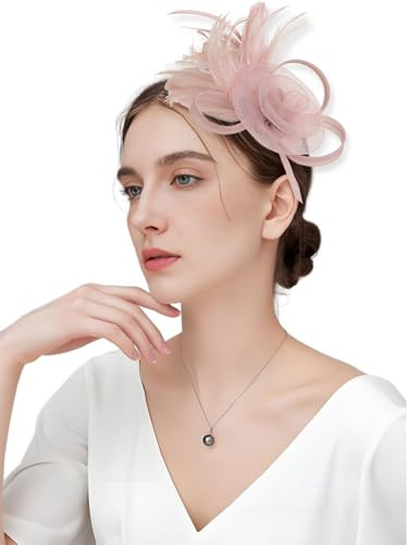 Markest Fascinators for Women Mesh Flower Feather Headpiece Tea Party Wedding Derby Cocktail 20s Party Accessory HA9462-Pink | Amazon (US)
