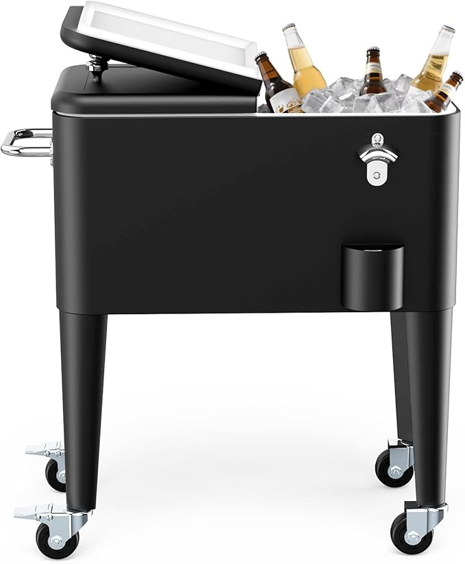 SHAREWIN 60 Quart Cooler Cart, Cooler on Wheels with Handles & Bottle Opener & Cap Collector & Dr... | Amazon (US)