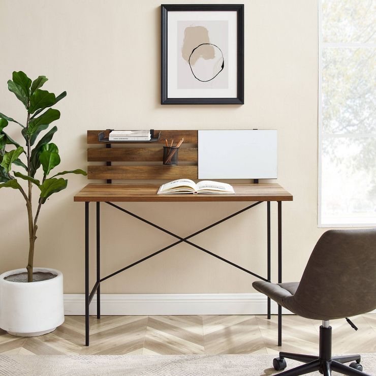 Urban Industrial Plank Writing Desk with Office Accessories - Saracina Home | Target