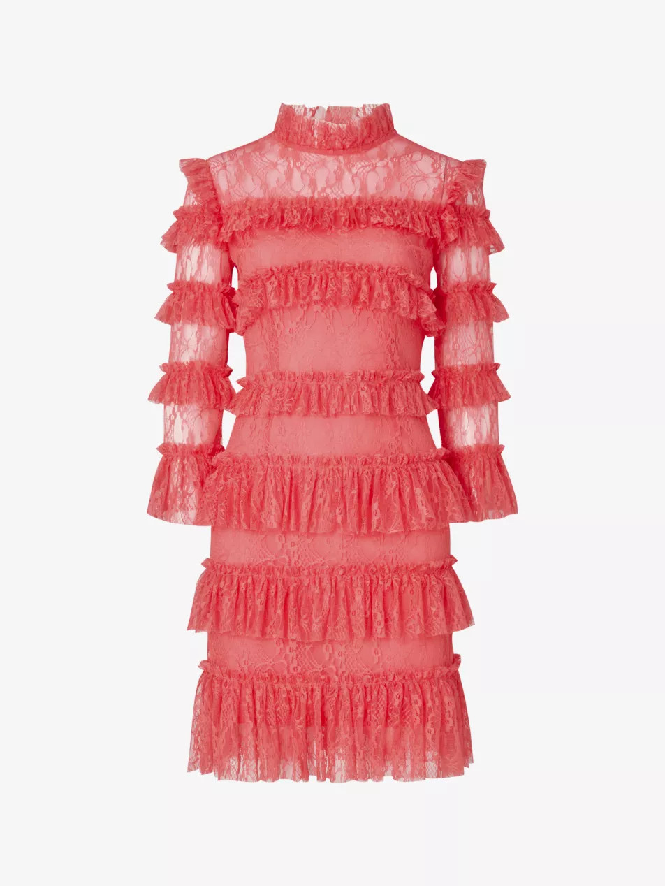 Carmine ruffle-trim woven mini dress | Selfridges