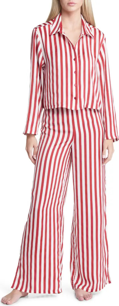 Open Edit Boxy Satin Two-Piece Pajama Set | Nordstrom | Nordstrom