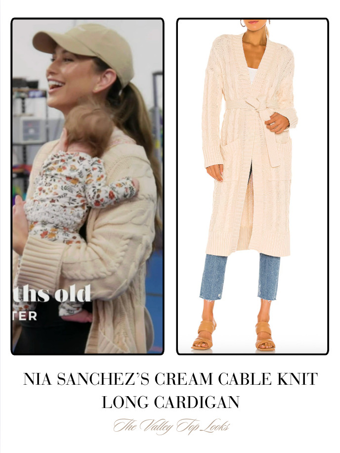 Nia Sanchez's Cream Cable Knit Long Cardigan  

 