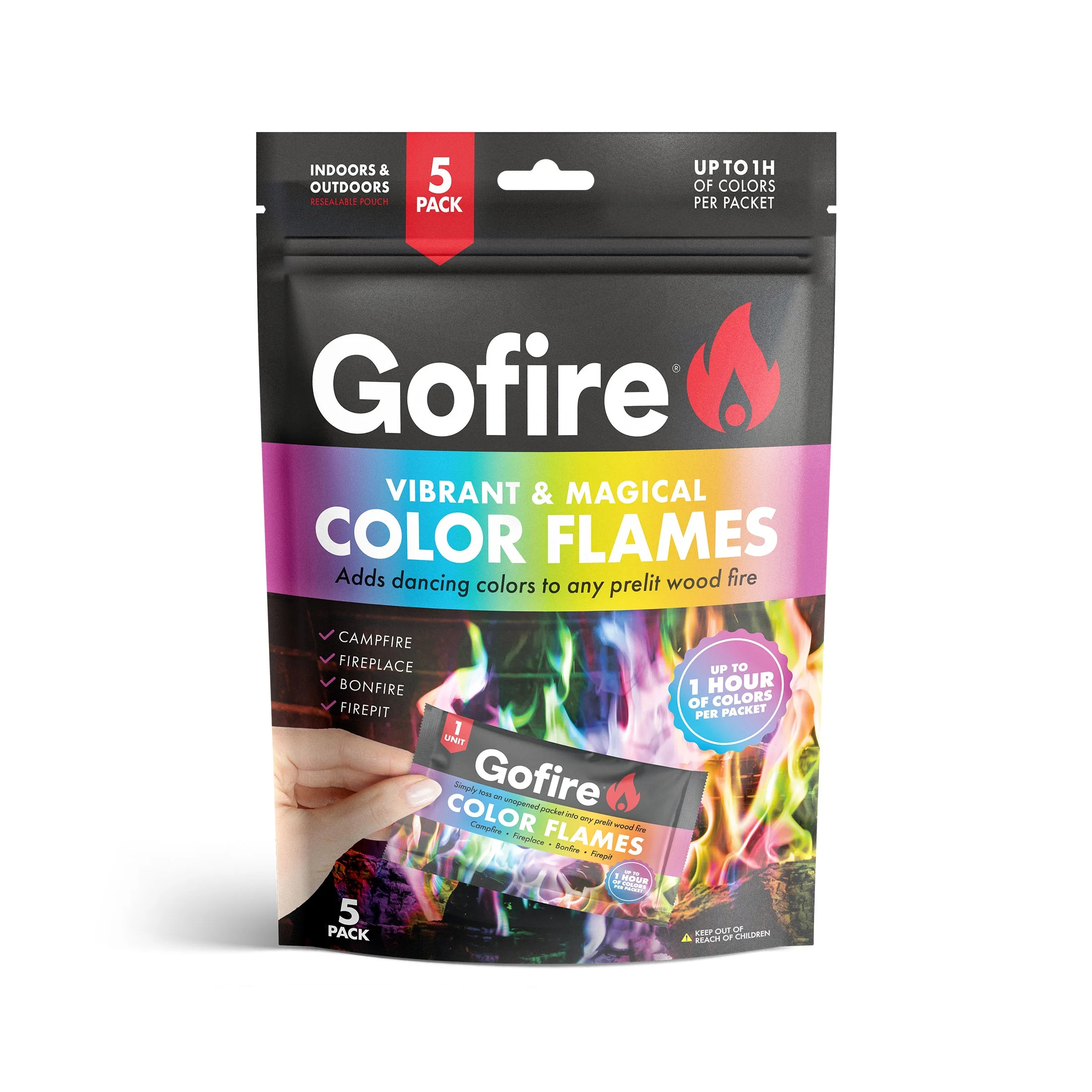 GoFire Northern Lights Color Flames 5 pack, for Campfires and Fireplaces. Features up to 60 Minut... | Walmart (US)
