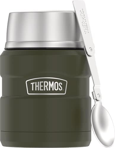 THERMOS Stainless King Vacuum-Insulated Food Jar with Spoon, 16 Ounce, Army Green | Amazon (US)