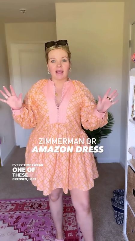 Hands down my no 1 fav Amazon dress! 🩷🫶🏼 I’m wearing a medium- it does come in some other cute colors too!😊 #amazondress #founditonamazon #amazonfashionfinds #zimmerman #postpartum 

#LTKstyletip #LTKSeasonal #LTKtravel