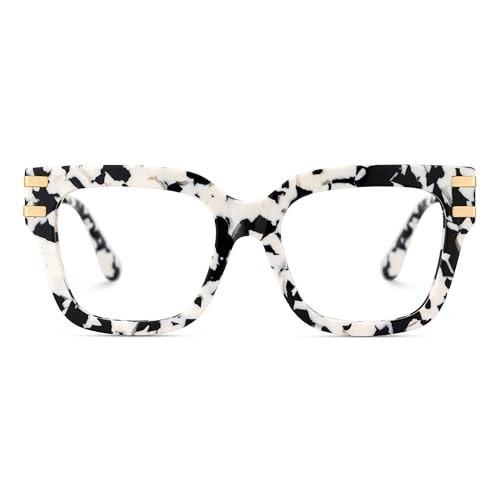 Zeelool Square Glasses Frames for Women Retro Black White Stripe Eyeglasses with Clear Lens Fashion Designer Full Rim Fake Eyewear JGX410693-04 | Amazon (US)