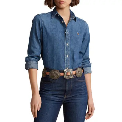 Polo Ralph Lauren Slim Fit Denim Button-Up Shirt in Merced Wash at Nordstrom, Size 10 | Nordstrom