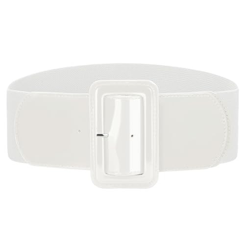 VONMELLI Breiter Elastischer Vintage Damen Gürtel - Dehnbarer Modischer Taillengürtel für Kleid Weiß,Breite 7,6cm | Amazon (DE)