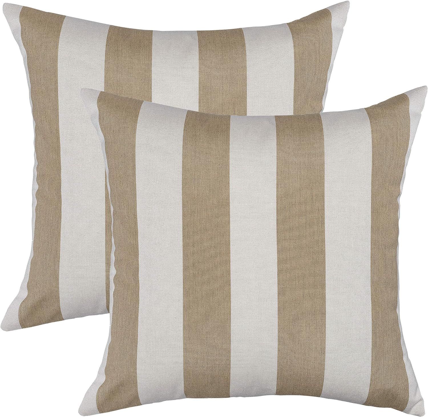 Sunbrella Maxim Heather Beige Stripe Pillow Set, Perfect Decorative Pillow for Living Room, Throw... | Amazon (US)