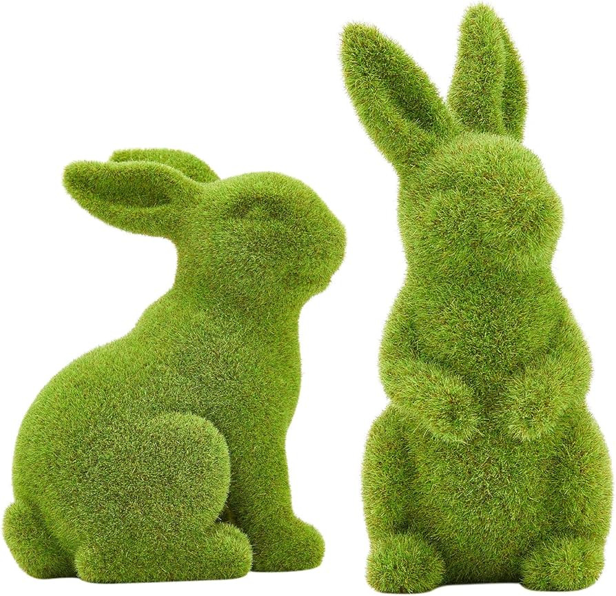 Easter Bunny Decorative Ornament Garden Decoration Artificial Green Moss Rabbit Sculpture Easter ... | Amazon (US)