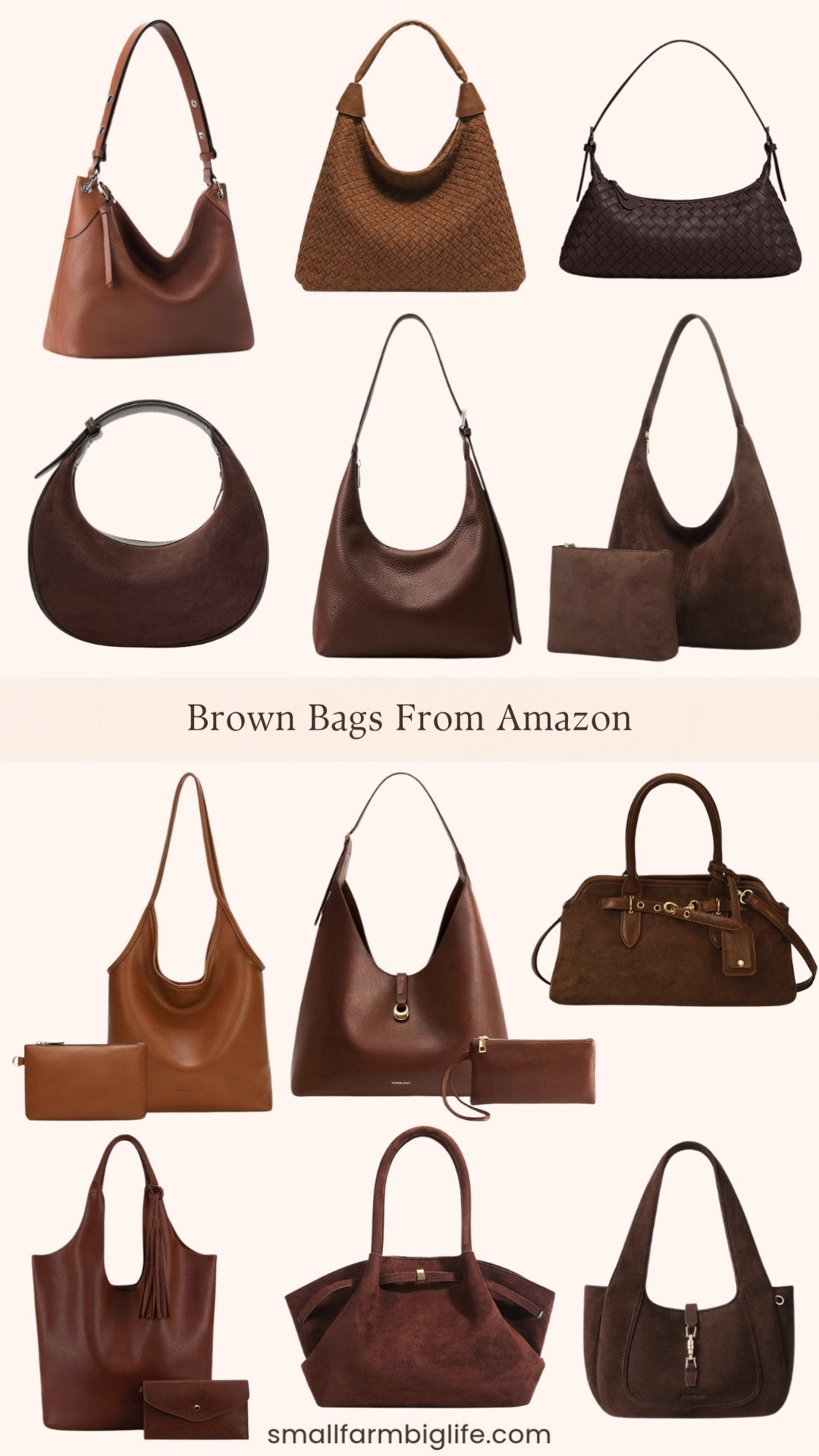 Brown bags are everywhere for fall and I am loving the slouchy, suede silhouettes showing up right now.
I just ordered the coffee brown slouchy hobo bag with a chic PU leather crescent shape and I will share more once it arrives. The brown woven oversized suede tote is another great pick, with a roomy main compartment and a lightweight slouchy shape for easy everyday carry.
For a classic suede hobo, the dark brown slouchy suede bag and the coffee brown Makukke faux suede tote both have that soft, vintage look perfect for work or travel. If you prefer genuine leather, the brown befen leather hobo bag has an adjustable strap and a trendy crossbody option.
The coffee brown Herald crescent hobo offers three ways to carry, handbag, shoulder, or crossbody, while the brown and caramel Montana West slouchy hobo bags bring a soft designer look with a top handle. The brown woven crossbody is a great smaller option for travel days.
Rounding it out, the coffee brown KALIDI crescent tote, the coffee brown BOSTANTEN suede dumpling tote, and the coffee brown suede satchel crossbody all bring that cozy fall silhouette in rich brown tones.
#brownbags #slouchyhobobag #amazonfashionfinds #suedepurse #falltransition 

 #LTKootd #LTKOver40 #LTKWorkwear