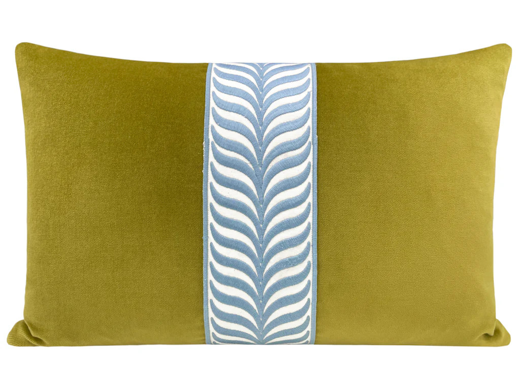 THE LITTLE LUMBAR :: CLASSIC VELVET // CHARTREUSE + TRELLIS TRIM // POWDER BLUE | LITTLE DESIGN COMPANY