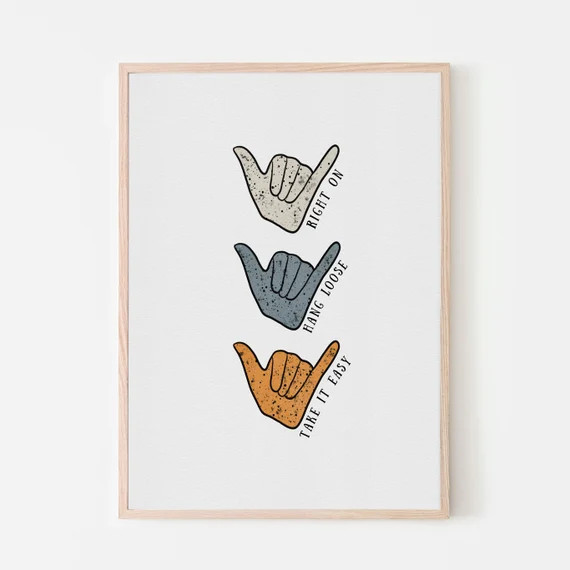 Shaka Hands Art Print  Right On Hang Loose and Take It Easy | Etsy | Etsy (US)