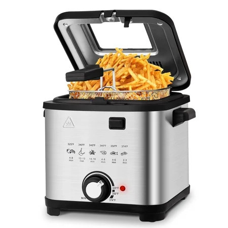 SUSLAS Deep Fryer, 900W Electric Fryer with Nonstick Basket and Adjustable Temperature, Family Size Home Kitchen Deep Fryer, 1.5 QT | Walmart (US)