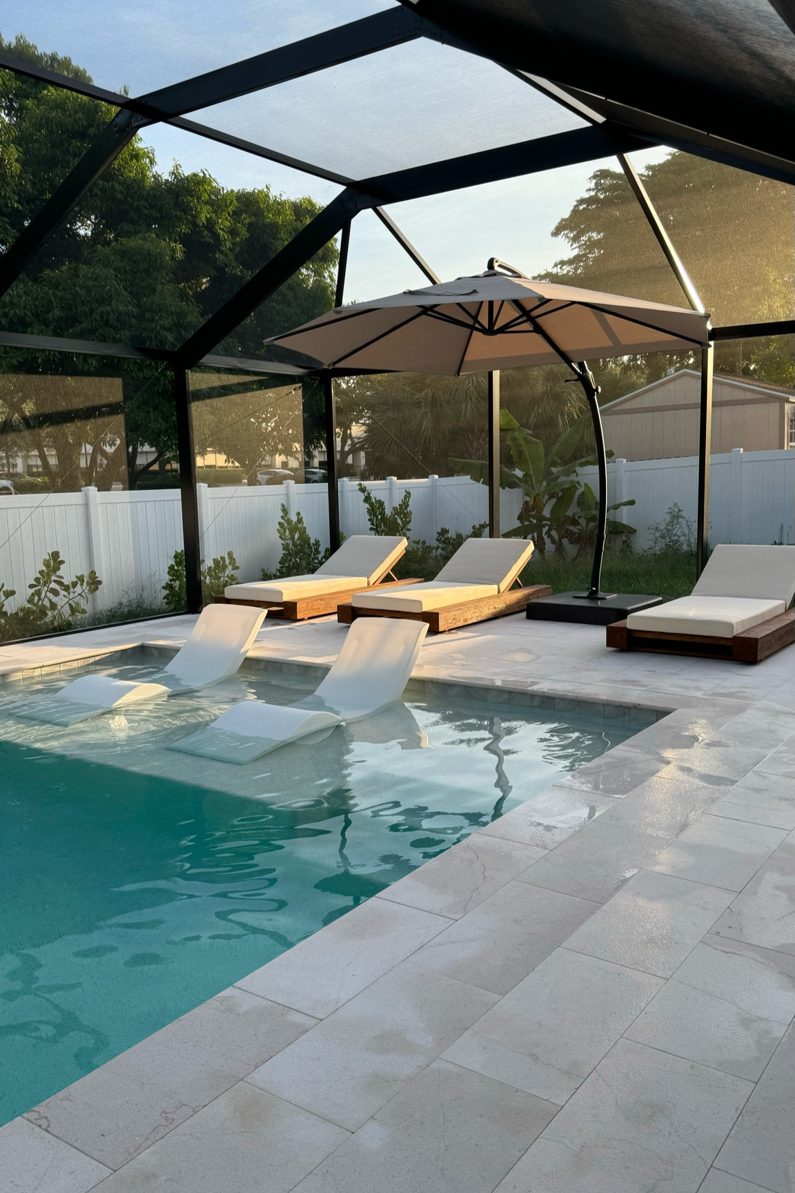 luxury affordable pool furniture 🩵
with installing a new pool of course you’ll need some pool furniture like some in water pool loungers, sun loungers on the pool deck, along with an adjustable oversized pool umbrella 
very satisfied with all these items looks and quality, linking exact items for you since it’s labor day weekend you can score these items for less with labor day sales! 

#LTKHome #LTKSaleAlert #LTKStyleTip