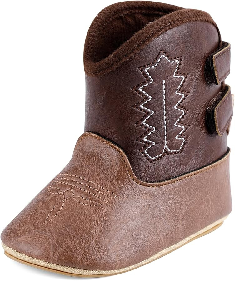 MK MATT KEELY Leather Western Boots Cowboy Bootie Soft Sole Non-Slip Crib Shoes for Baby Infant T... | Amazon (US)
