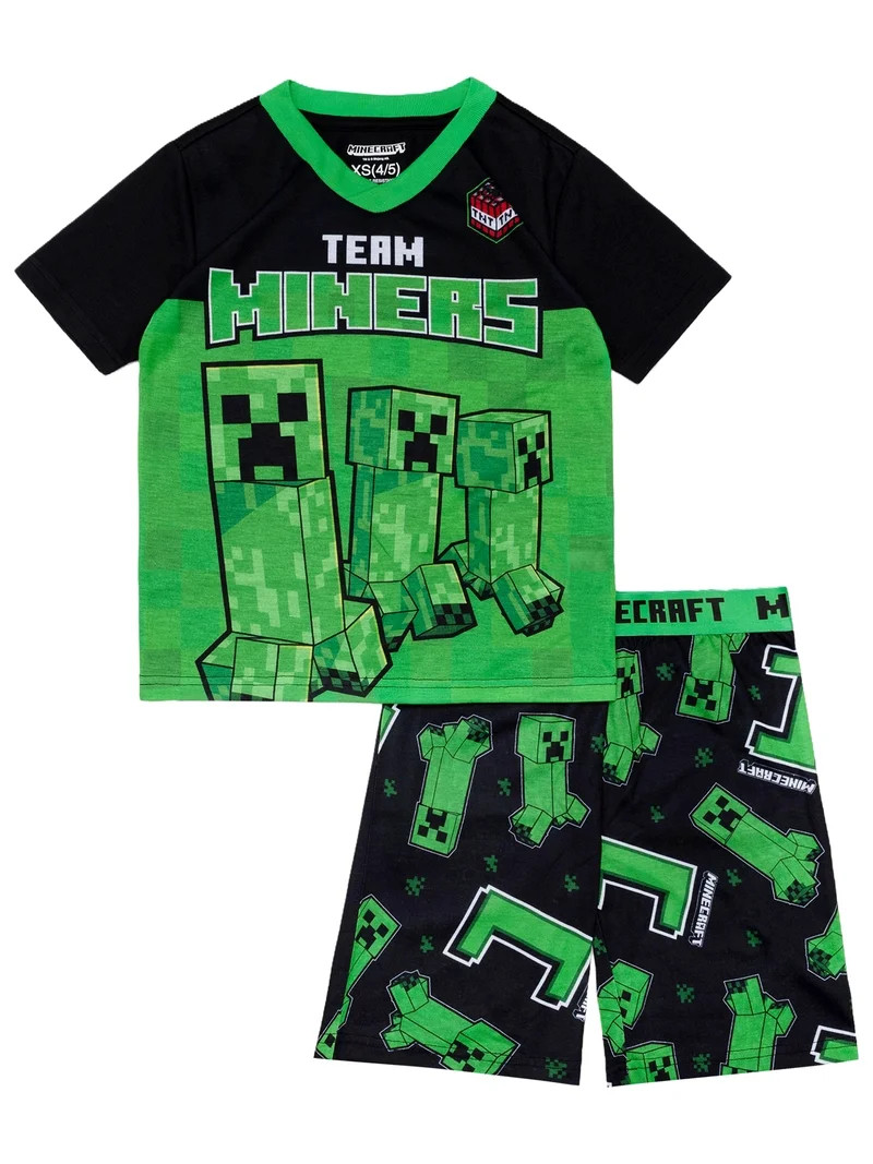 Minecraft 2-Piece Short Sleeve and Short Pajama Set, 4-16 | Walmart (US)