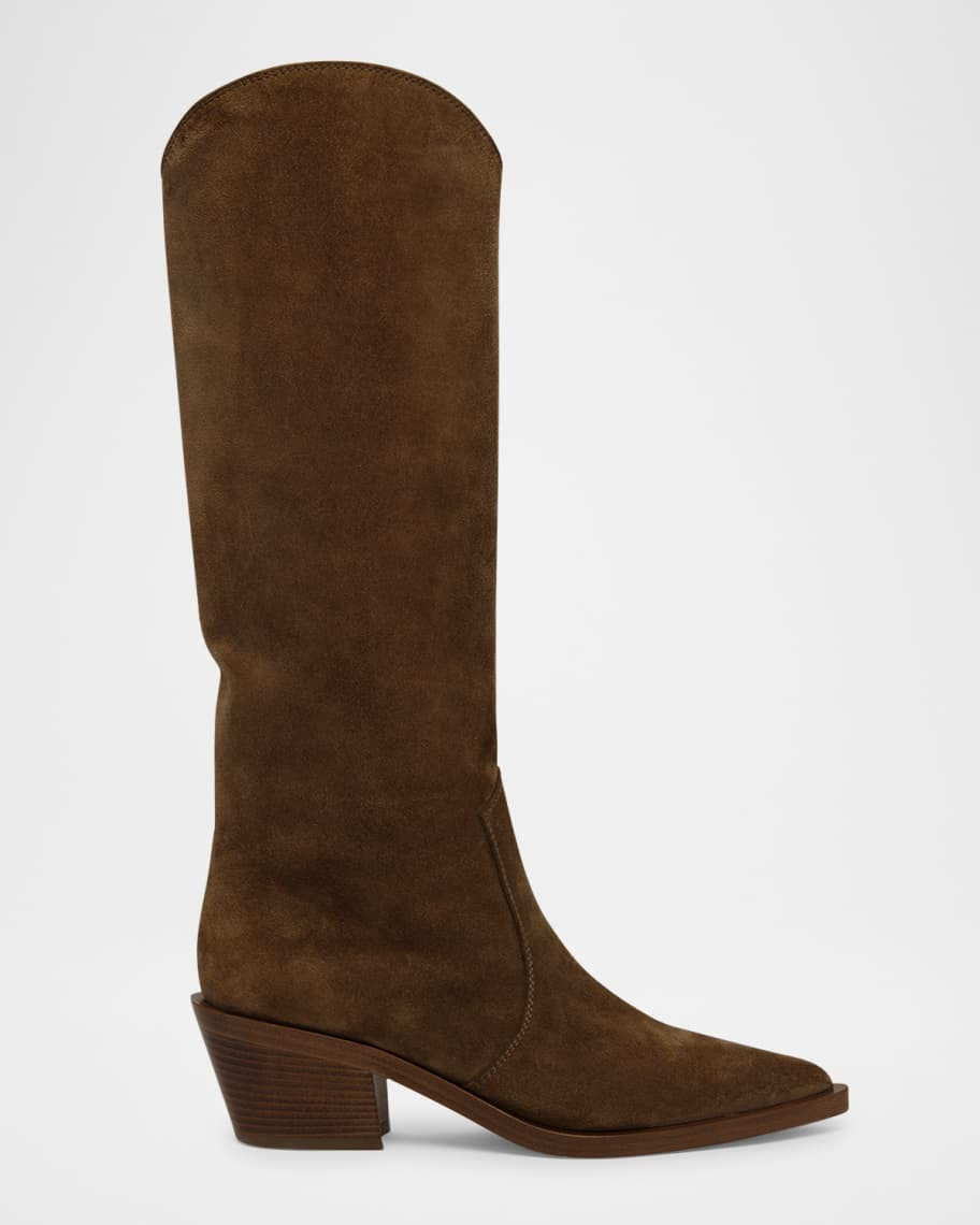Gianvito Rossi Suede Tall Western Boots | Neiman Marcus