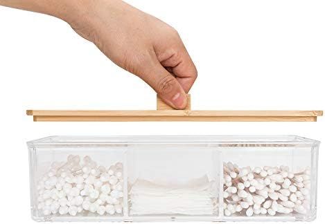 Amazon.com: Agirlvct Wood Qtip Holder, Cotton Ball and Swab Holder Organizer with Lid,Jar for Cot... | Amazon (US)