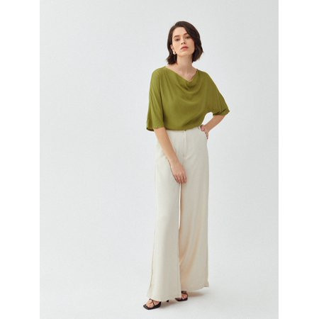 Casual Olive Green Women s ECO DRAPED TOP MADE OF LENZING ECOVERO BRANDED VISCOSE FIBERS 2022 XS(2)  | Walmart (US)