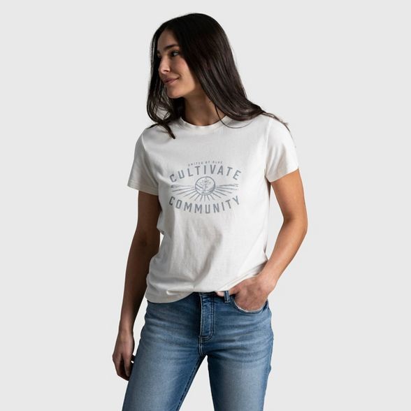 Women's United By Blue Organic Cultivate Community Short Sleeve Graphic T-Shirt - Bone White | Target