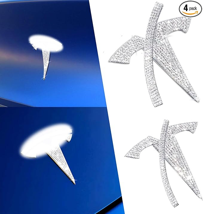 Bling Bling Rhinestone Logo Emblems for Tesla Model Y, 4 Pcs Emblems Stickers for Front Trunk and... | Amazon (US)