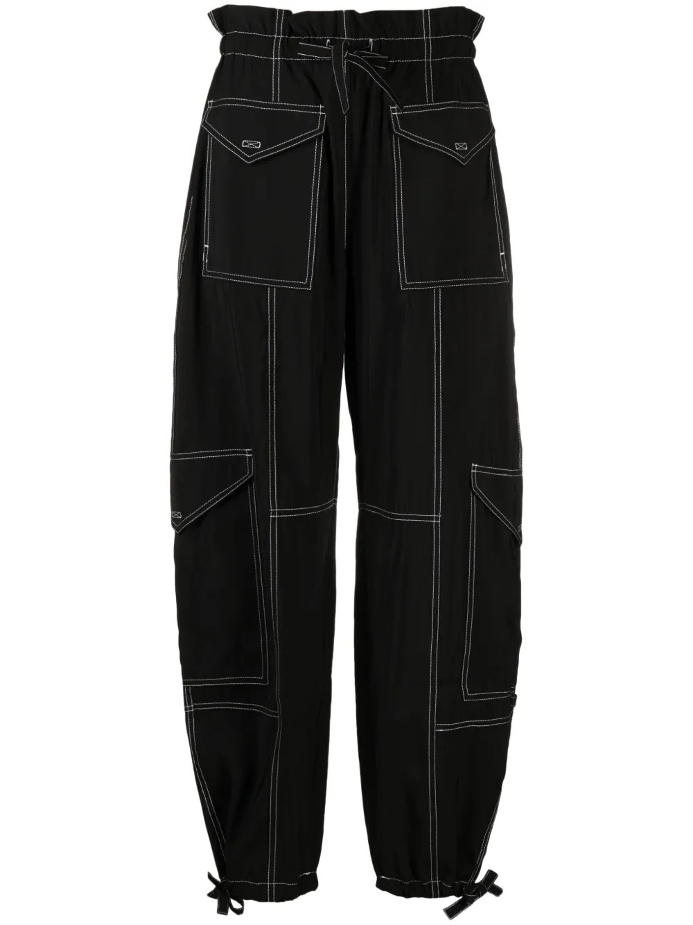GANNI paperbag-waist Cargo Trousers - Farfetch | Farfetch Global