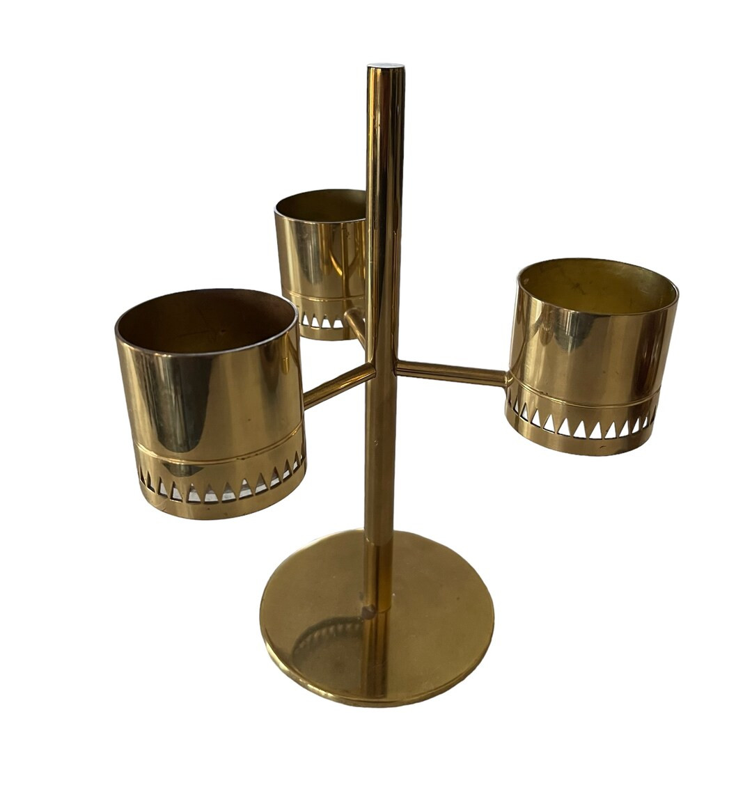 Mid Century Hans-agne Jakobsson Markaryd Brass Candleholder Made in Sweden, Brass Tealight Canfle... | Etsy (US)